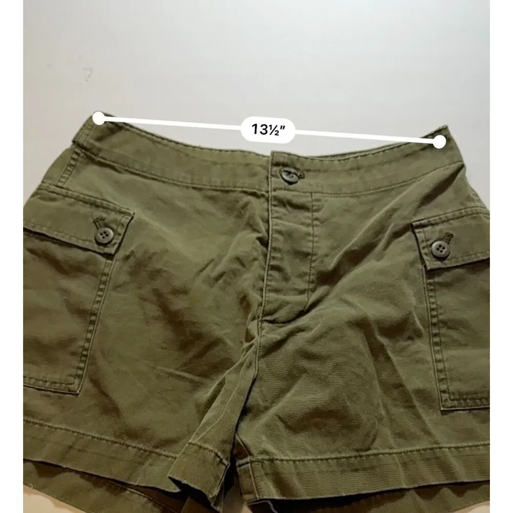 J.Crew Factory Olive Green Utility Cargo Shorts Women's Size 4 Button Fly